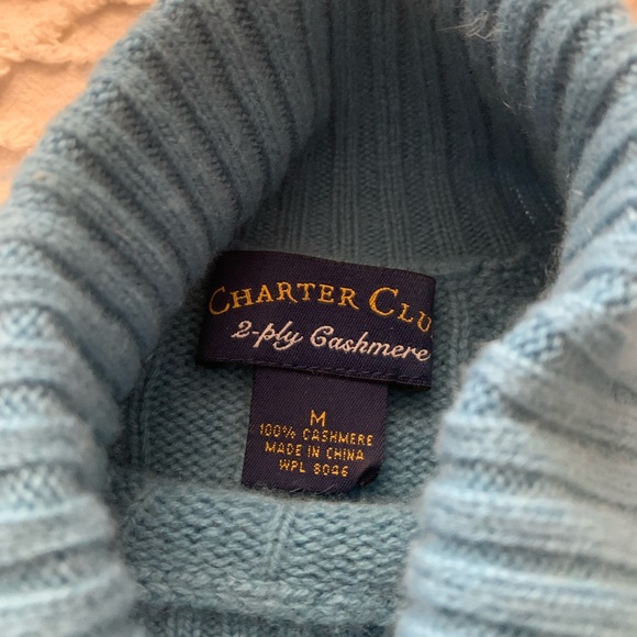 Blue Cashmere Women’s Turtleneck Sweater | Medium Size - Picture 2 of 4